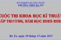 TRƯỜNG THPT BA TƠ TỔ CHỨC CUỘC THI KHOA HỌC KỸ THUẬT CẤP TRƯỜNG NĂM HỌC 2025–2026